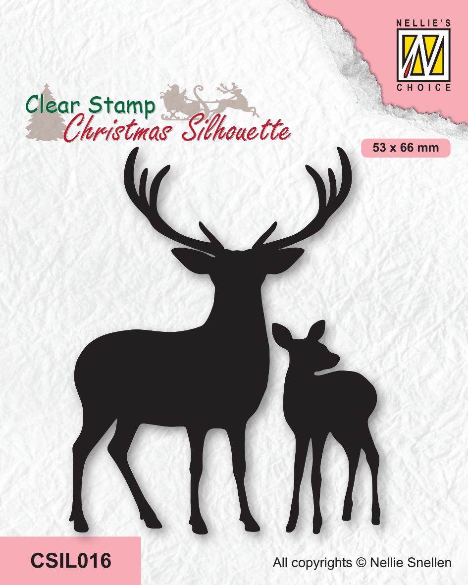 Nellie's Choice Tampon Transparent Silhouette de Noël - Cerf et Faon