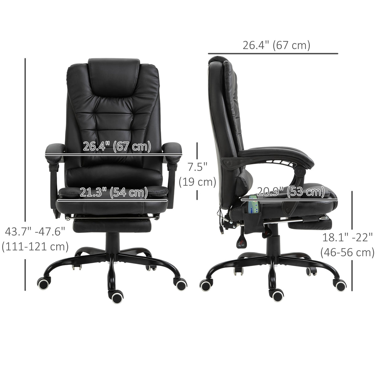 Chaise de bureau de direction Declan avec 7 points de massage et fonctions inclinables - Noir
