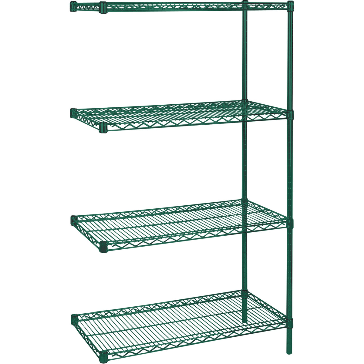 Rayonnage grillagé robuste avec finition époxy verte
