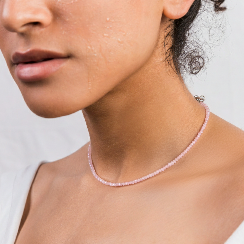Rose Quartz Bead Necklace - 2-3mm