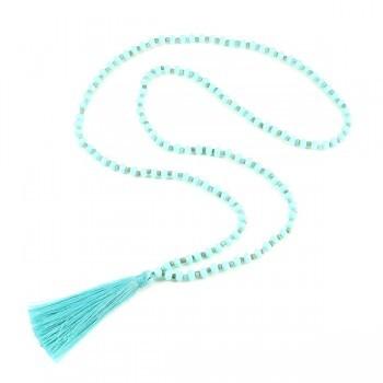 Collier à pompon en perles de cristal