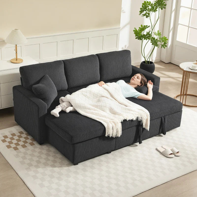 Canapé sectionnel convertible Leo 81" avec rangement et méridienne - Gris foncé