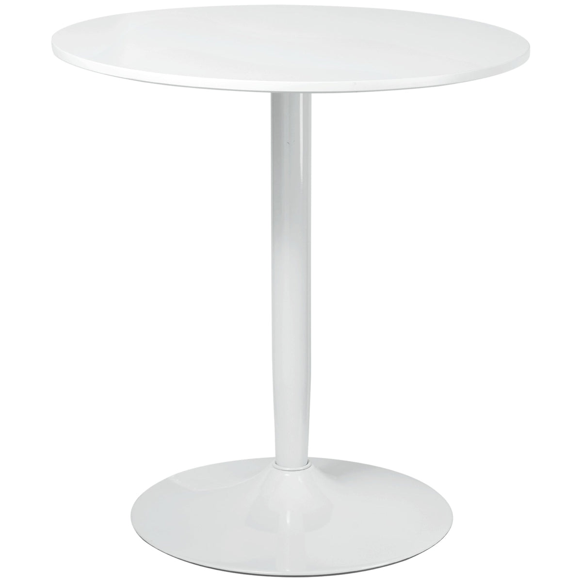 Table à manger ronde moderne Jan avec piètement en acier pour petits espaces-Blanc