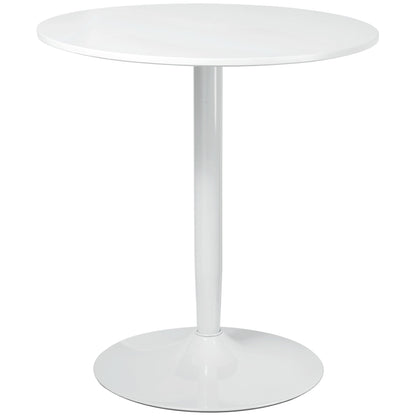 Table à manger ronde moderne Jan avec piètement en acier pour petits espaces-Blanc