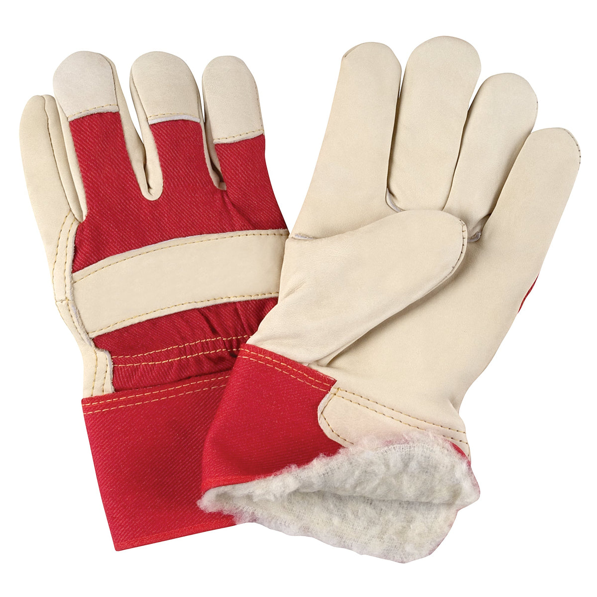 Gants de monteur doublés hiver haut de gamme rouges et blancs
