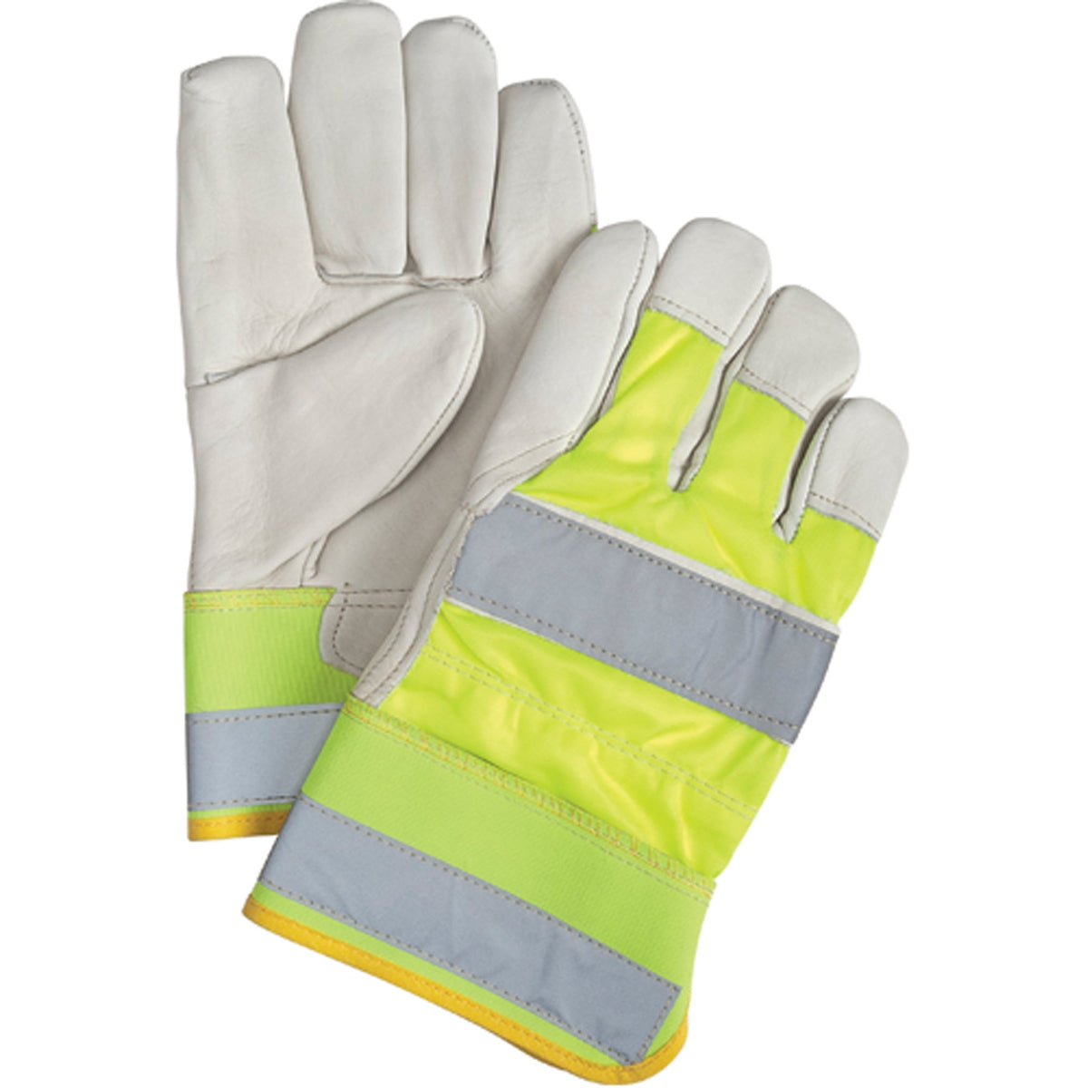 Gants de poseur jaunes haute visibilité, chaleur supérieure, grande taille, paume en cuir de vachette pleine fleur, doublure intérieure Thinsulate™