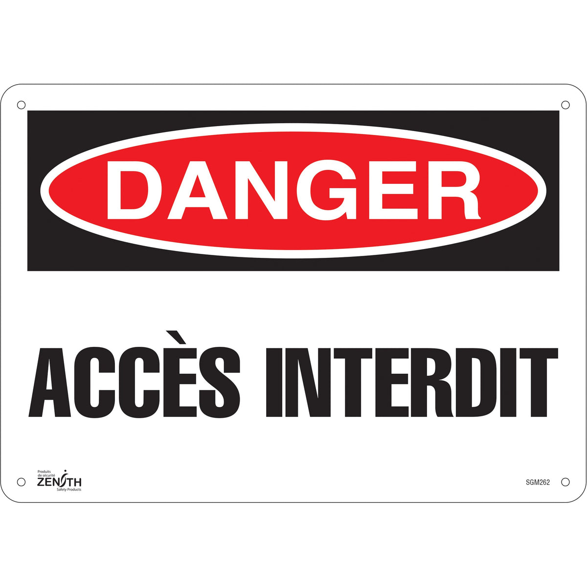 "Accès Interdit" Sign, 10" x 14", Aluminum, French