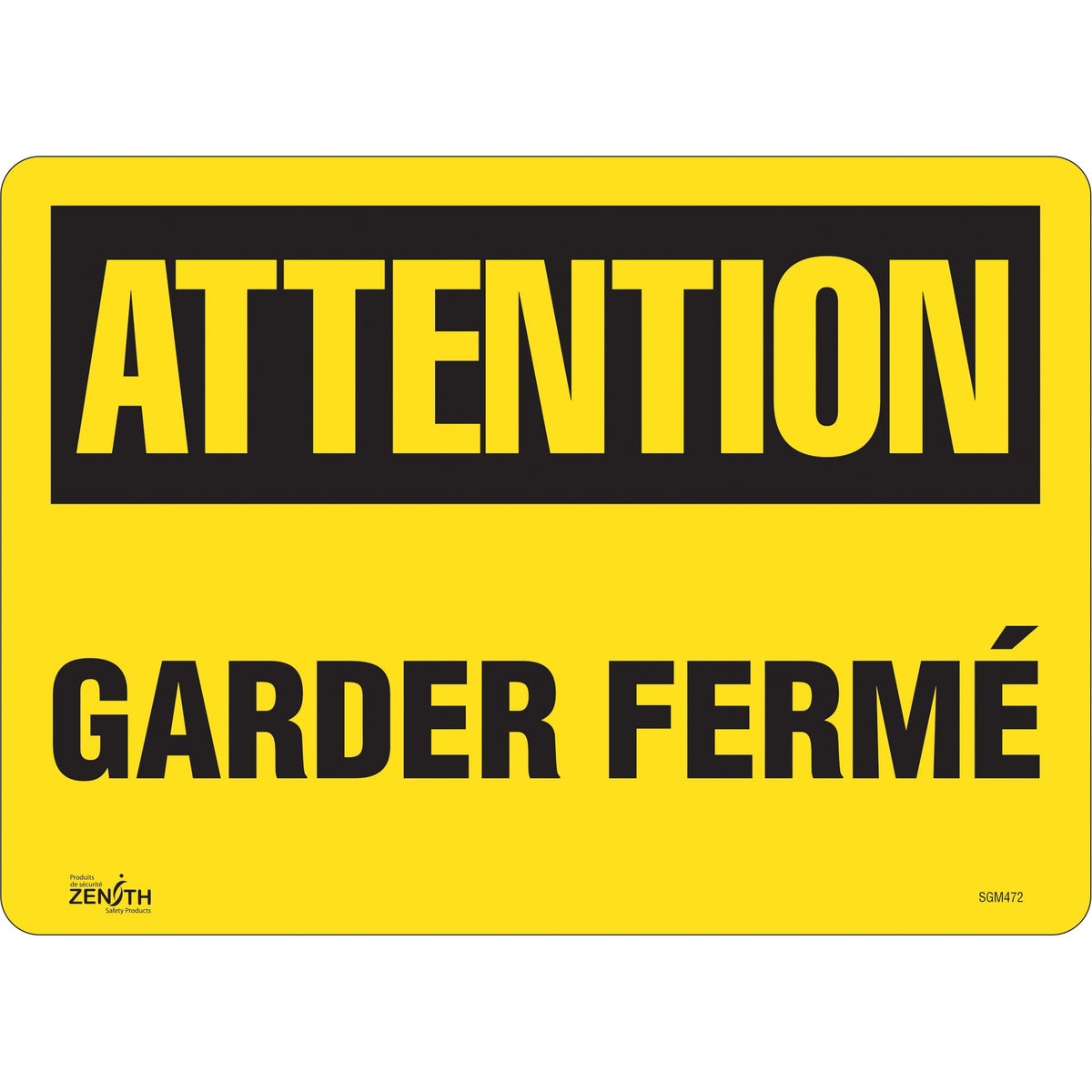 Panneau "Garder Fermé", 25 x 35 cm, Vinyle, Français