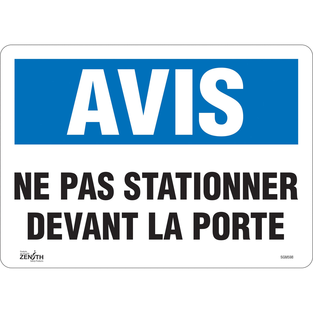 Panneau "Ne Pas Stationner", 25,4 cm x 35,5 cm, Vinyle, Français