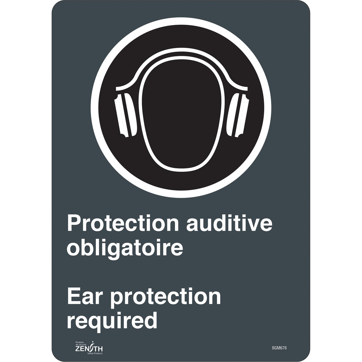 Panneau « Protection auditive obligatoire », 35,5 cm x 25,4 cm, Vinyle, Bilingue avec pictogramme