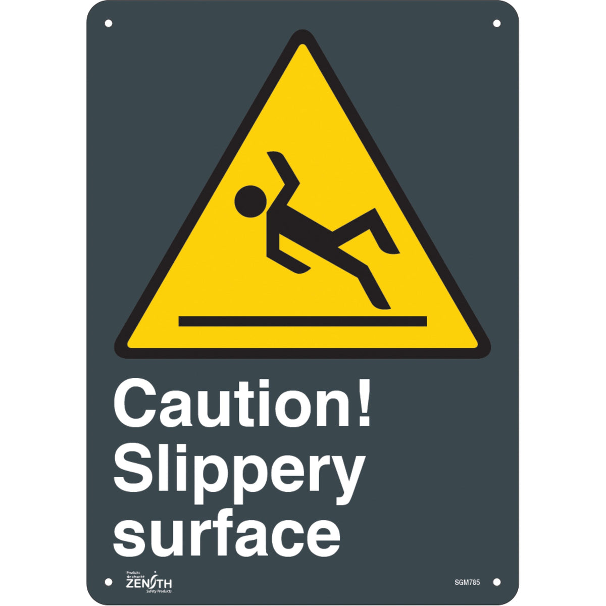 Panneau "Surface glissante", 35,5 cm x 25,4 cm, plastique, anglais avec pictogramme