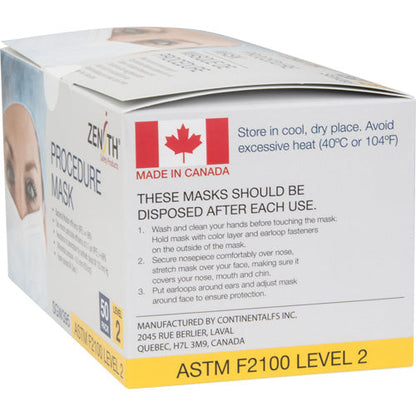 Masques faciaux jetables pour procédures, ASTM F2100 Niveau 2, Classe 1