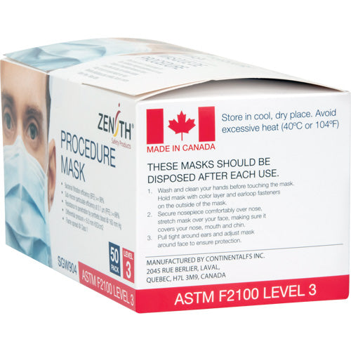 Masques de procédure jetables, ASTM F2100 Niveau 3, Classe 1