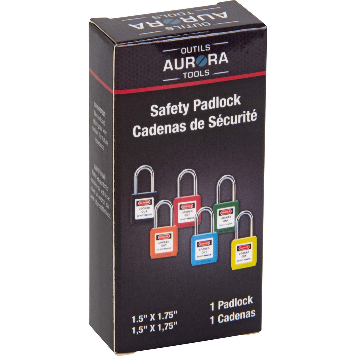 Lock for Lockouts, Safety Padlock, Keyed Different, Thermoplastic, 1-1/2" Width