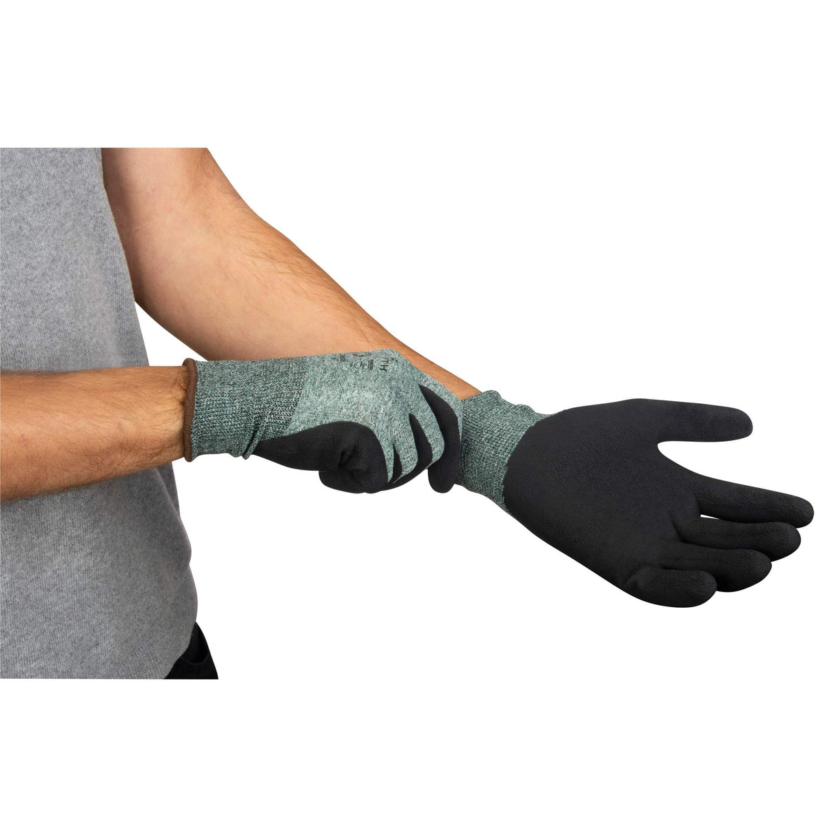 Gants enduits avec adhérence gaufrée écologique, taille 9, enduction en latex expansé, jauge 15, extérieur en nylon/RPET