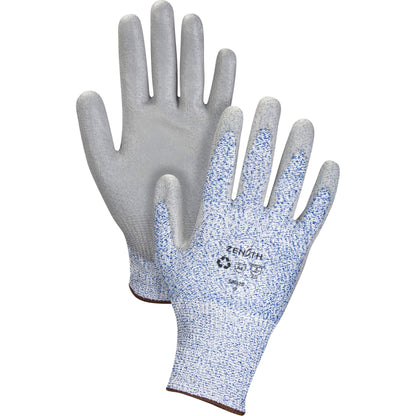Eco-Friendly Stretch Cut-Resistant Gloves, 10, 13 Gauge, Polyurethane Coated, ASTM ANSI Level A2