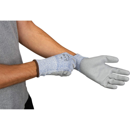 Eco-Friendly Stretch Cut-Resistant Gloves, 8, 13 Gauge, Polyurethane Coated, ASTM ANSI Level A2