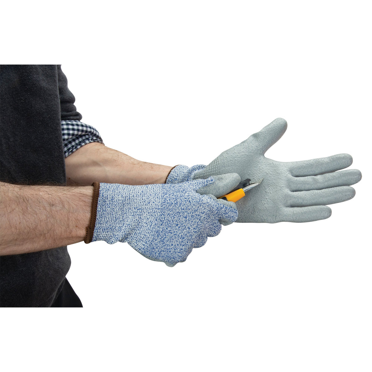 Eco-Friendly Stretch Cut-Resistant Gloves, 8, 13 Gauge, Polyurethane Coated, ASTM ANSI Level A2