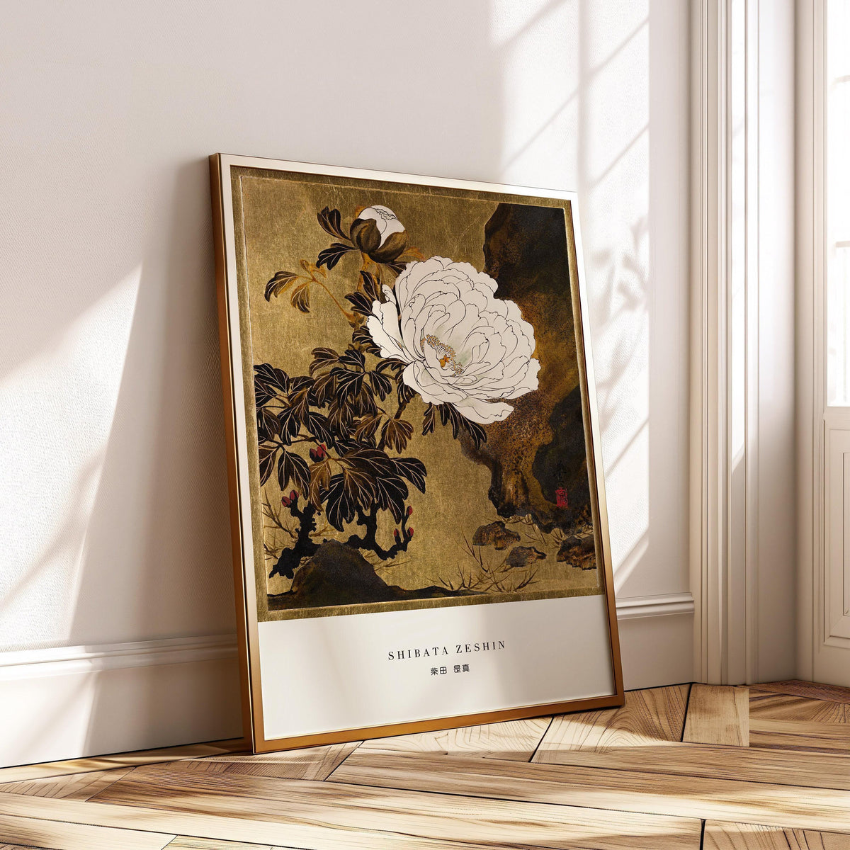 Shibata Zeshin Peonies Print: Vintage Japanese Woodblock Art
