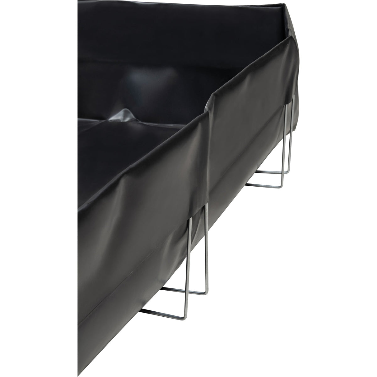Bassin de rétention à armature métallique, capacité 1014 L, 1,8 m l x 2,4 m L x 30 cm H, équerre en L