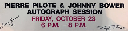 Red Kelly, Johnny Bower & Pierre Pilote Triple Signed Sign