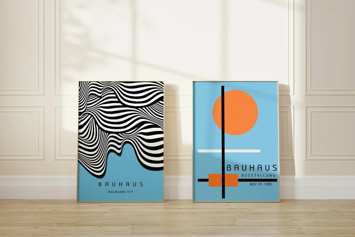 Affiches STATEMENT DUO Blue Bauhaus | Art moderne Mid-Century | encadrées disponibles