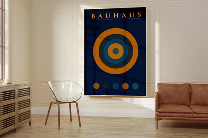 DUO DÉCLARATION Affiches Bauhaus Bleu Marine Orange |   | Impressions d'art modernes du milieu du siècle | disponibles encadrées