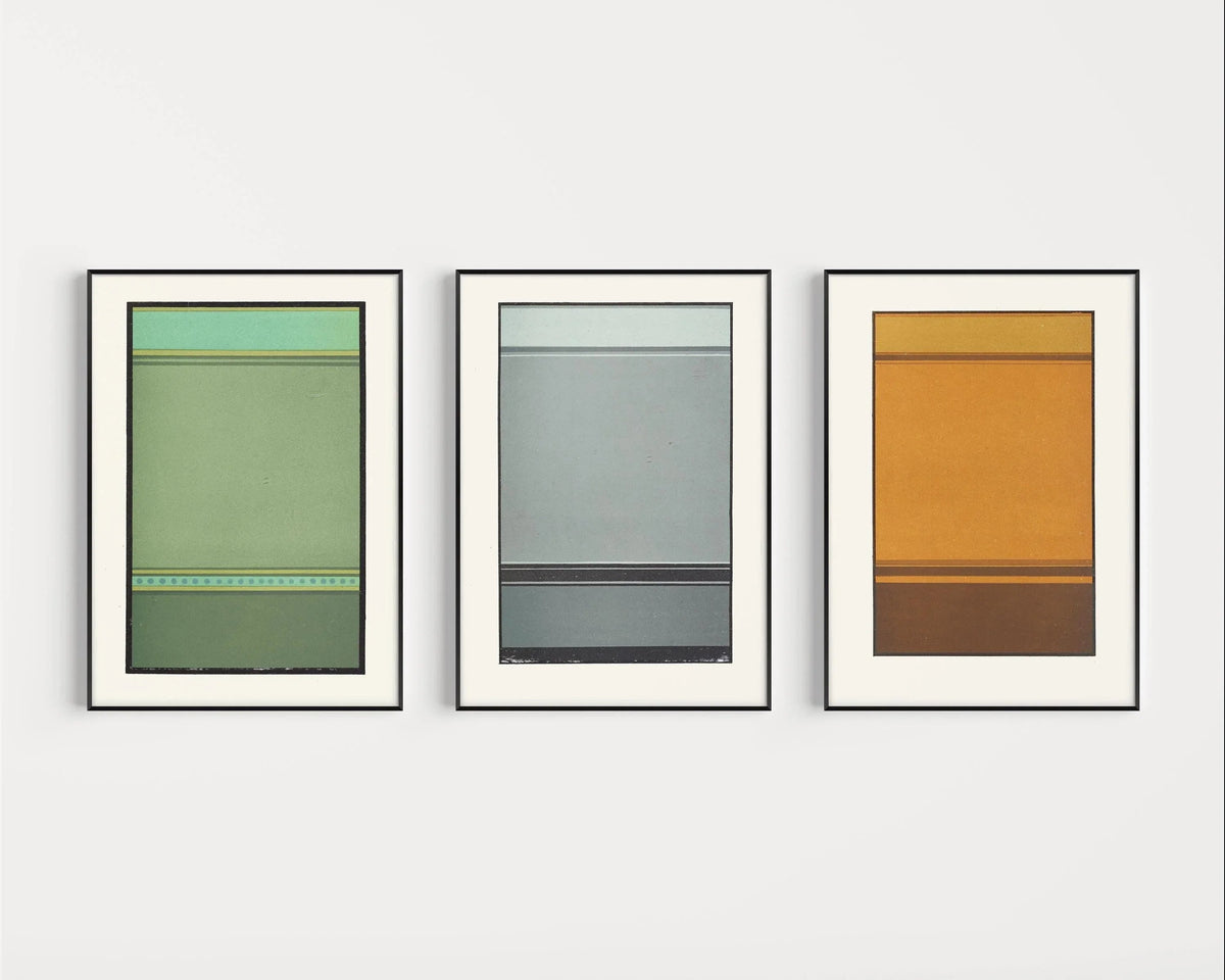 Art abstrait STATEMENT TRIO | Harmonie de lignes brisées | James Ward | Art moderne minimaliste disponible encadré
