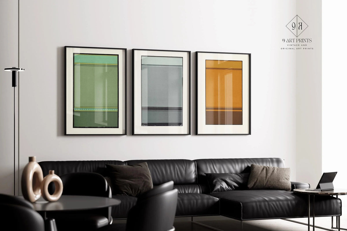 Art abstrait STATEMENT TRIO | Harmonie de lignes brisées | James Ward | Art moderne minimaliste disponible encadré