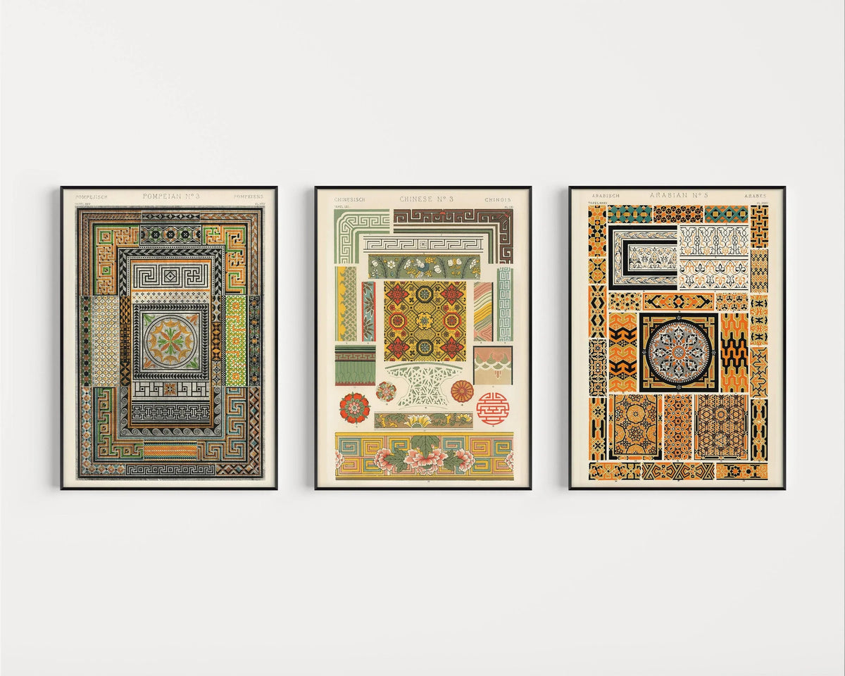 STATEMENT TRIO Owen Jones | Pompeian, Arabian and Chinese Vintage Patterns available framed