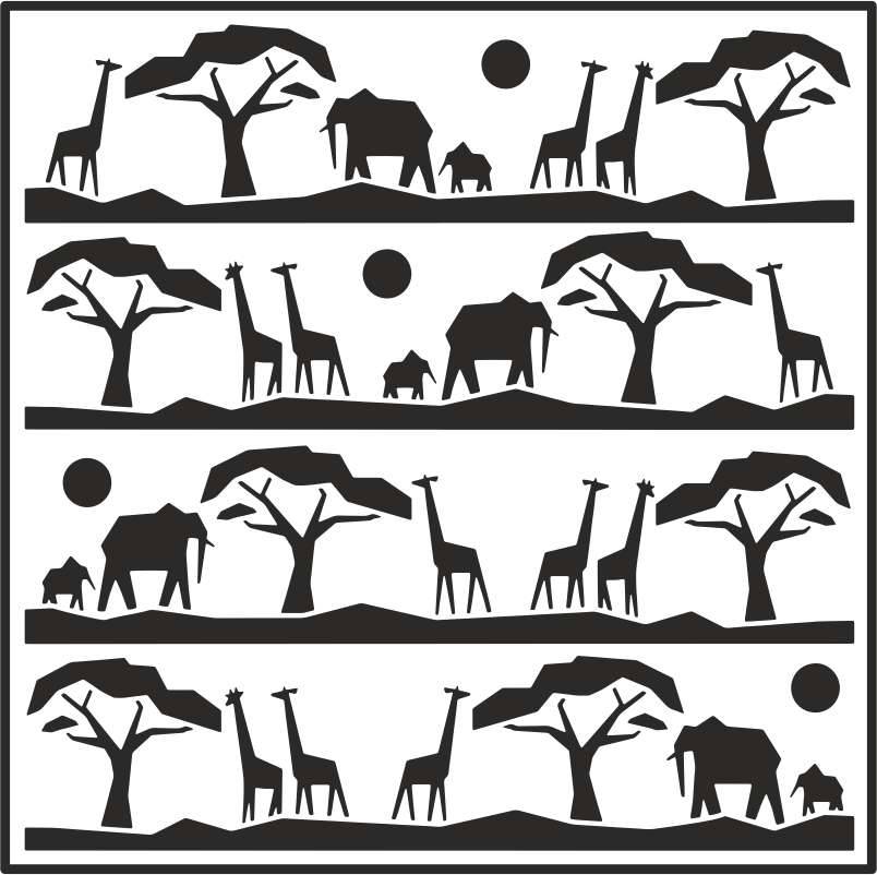 Pochoir Sue Wilson Safari Paysage 17,8 cm x 17,8 cm