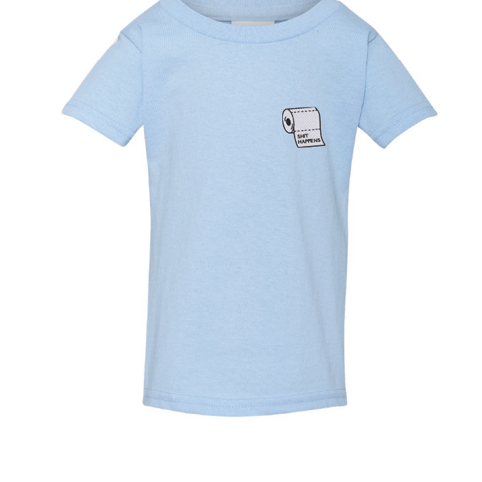 Embroidered "Shit Happens" T-shirt for toddlers