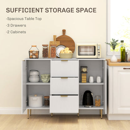 Buffet de cuisine moderne/Meuble de couloir Ellis avec 3 tiroirs - Blanc