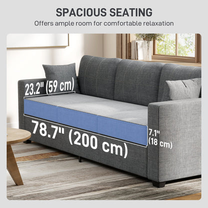 Canapé 3 places moderne Naples en tissu avec assise profonde - Gris foncé