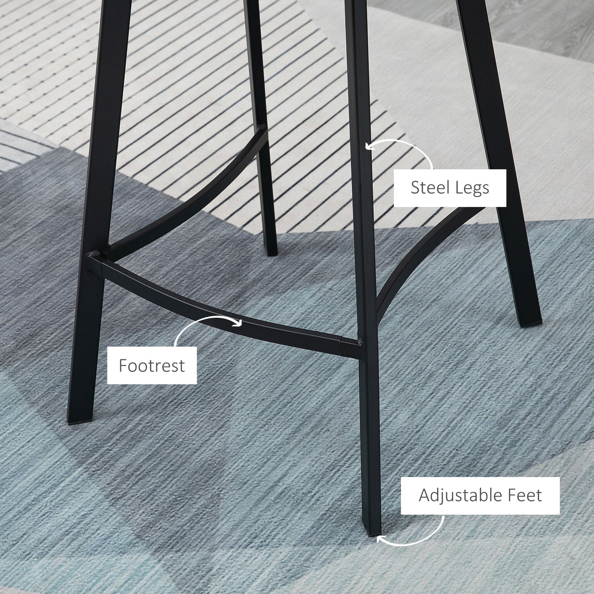 Tabourets de bar Andre avec dossier et pieds en acier - Lot de 2 - Marron