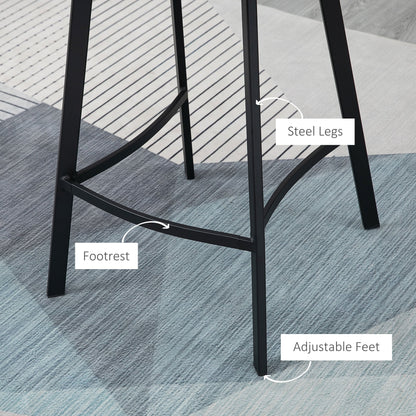 Tabourets de bar Andre avec dossier et pieds en acier - Lot de 2 - Marron