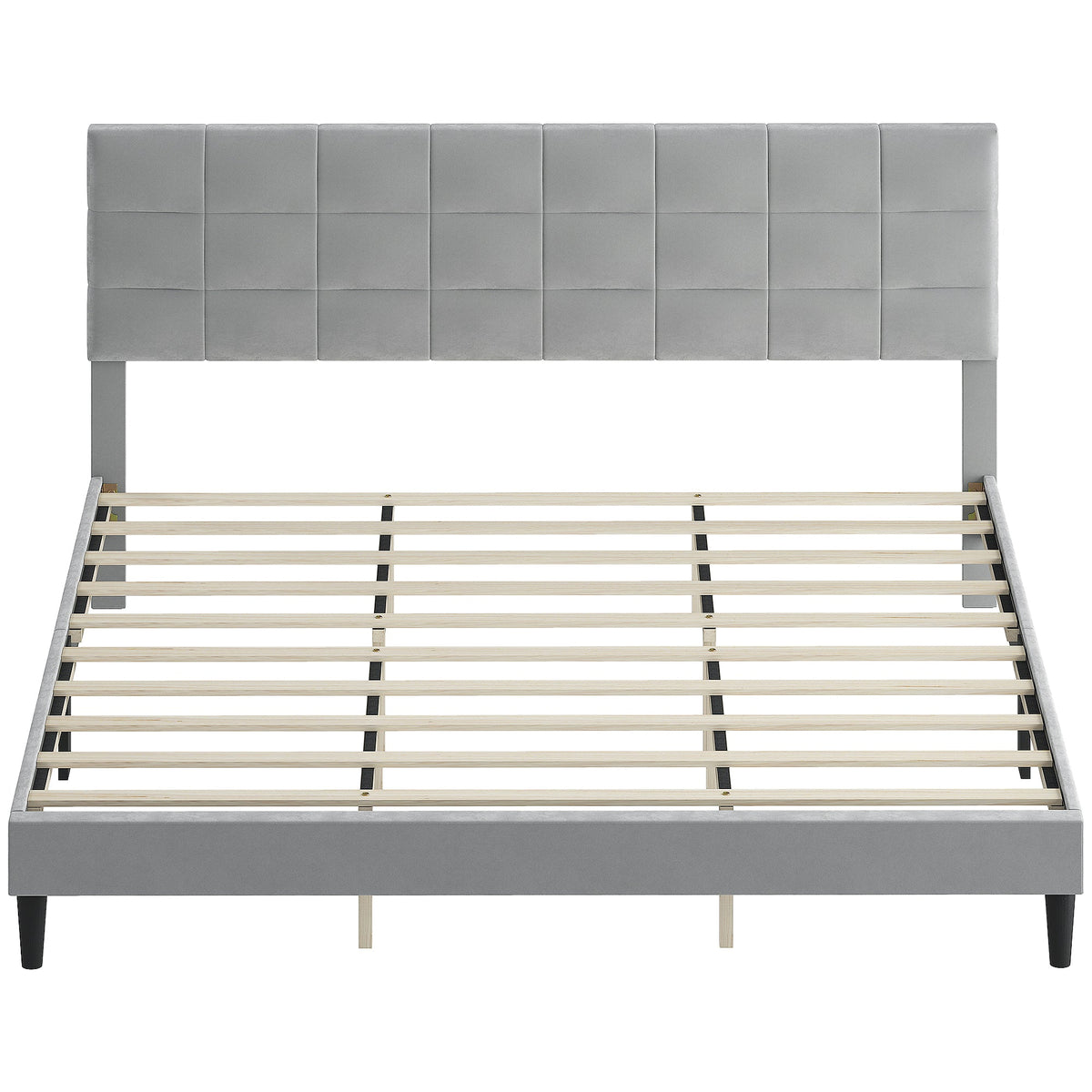 Cadre de lit plateforme Harper King Size avec tête de lit rembourrée - Gris