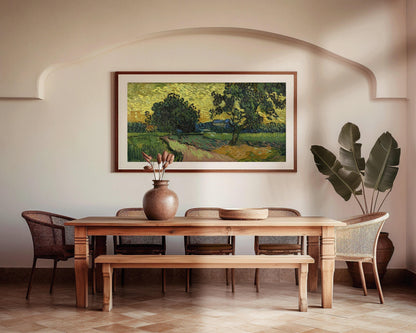 Van Gogh Landscape at Twilight Print: Impressionist Panoramic Art