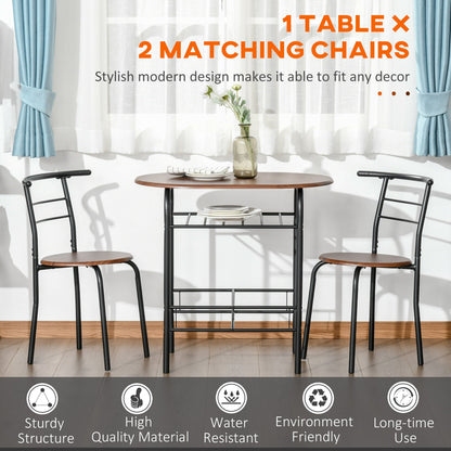 Ensemble de salle à manger Foden 3 pièces avec étagère, pour petits espaces-Marron naturel
