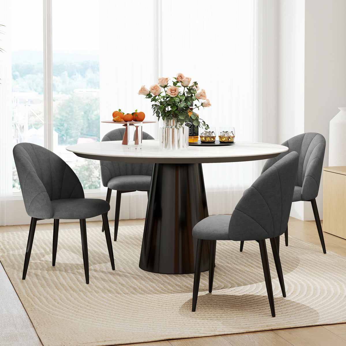 Skylar Modern Dining Chairs Set of 4-Dark Grey