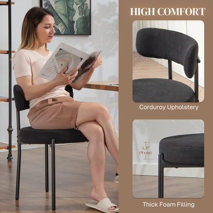 Avery 4 Pieces Modern Dining Chairs with Corduroy Upholstery-Black