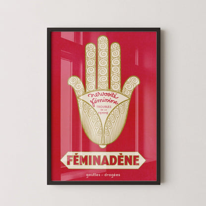 F√©minad√®ne Vintage French Poster: Red Giclee Print, Woman's Health