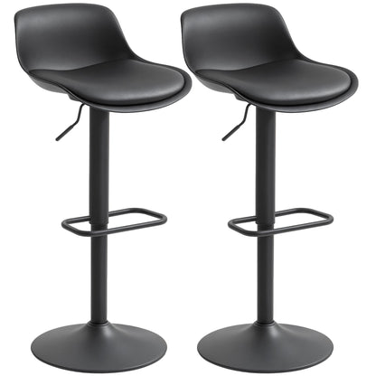Zee Counter Height/Bar Stools Set of 2 with Adjustable Height and Swivel Seat-Black