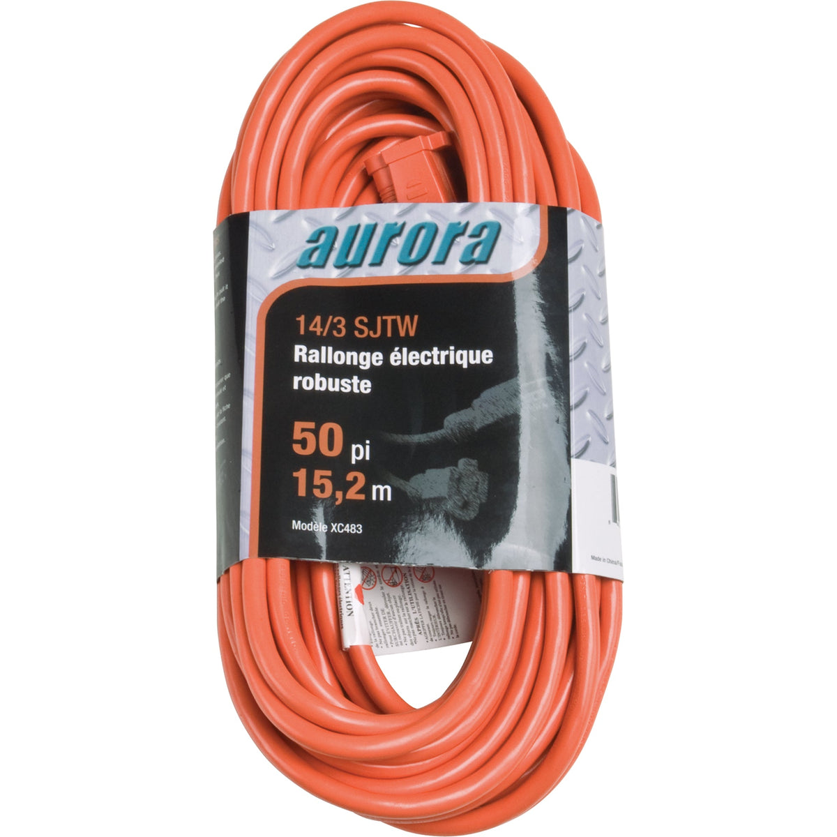 Rallonge en vinyle, extérieure, SJTW, 14/3 AWG, 15 A, 50 pi