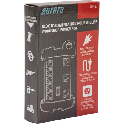 Multiprise parasurtenseur d'atelier, 8 prises, 1350 J, 1875 W, cordon de 1,8 m
