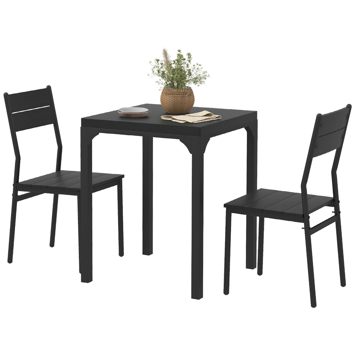 Ensemble de salle à manger 3 pièces Kurt pour petits espaces - Noir