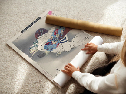 Estampe de sorcière de Yoshitoshi Tsukioka : Art japonais vintage sur bois