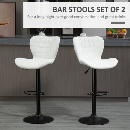 Tabourets de comptoir/bar Avion avec hauteur réglable et pivotant-Lot de 2-Blanc