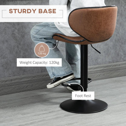 Anna Vintage Adjustable Counter/Bar Height Stools with Swivel Seat-Set of 2-Brown