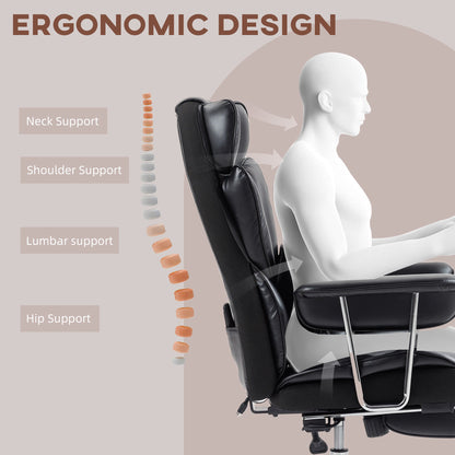 Fauteuil de bureau de direction Matteo avec 6 points de massage - Noir